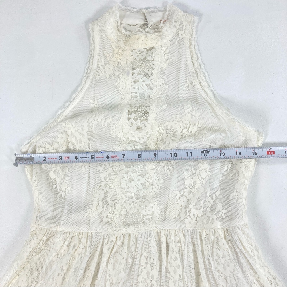 Free People Verushka High Neck Button Back Lace dress Size 4 Ivory Women’s - Picture 14 of 14